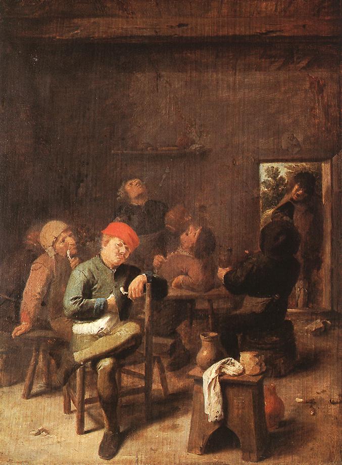 BROUWER, Adriaen Peasants Smoking and Drinking f